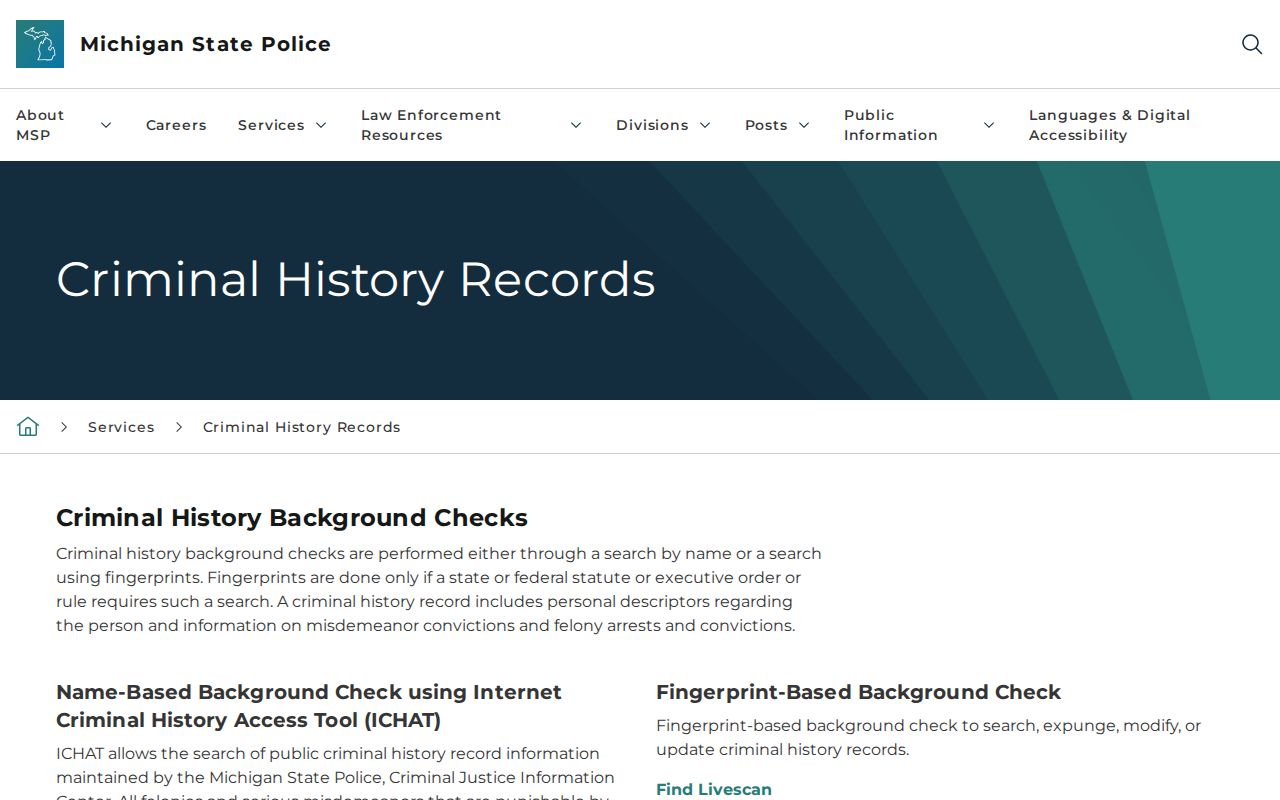 ICHAT page explaining that traffic and warrant information is unavailable for Tuscola County traffic warrant checks