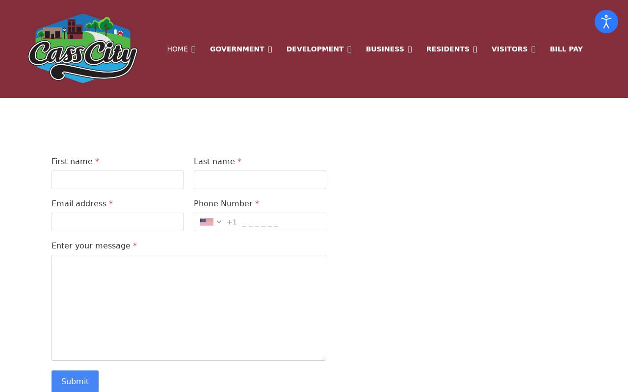 Cass City police chief contact page for village warrant and record questions in Tuscola County